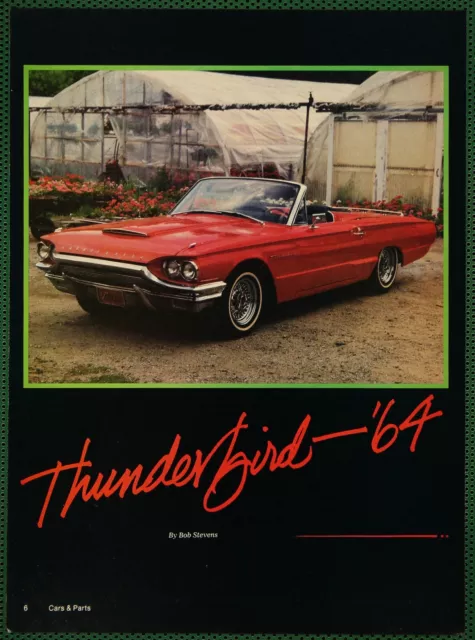 Ford 1964 Thunderbird Landau Convertible Hardtop Vintage Pictorial Article 1985