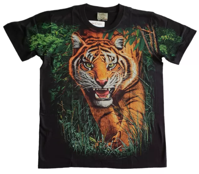 TIGER SCHLEICHEND T-SHIRT M L XL 2XL 3XL TIER MOTIV GROßKATZE OVERSIZED