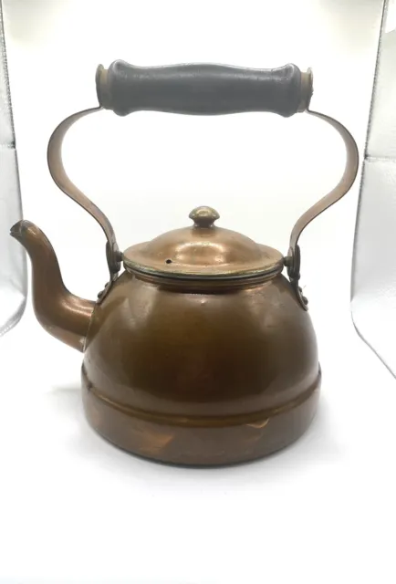 Antique Douro B&M Copper Tea Kettle Pot w/ Wood Handle - Made in Portugal !Look!