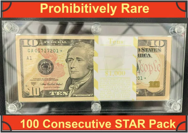 2004-A $10 FRN (( 100 Consecutive - STAR Pack )) Appears-Gem # GA717201 - 7300*-