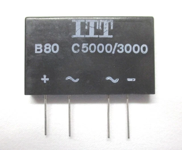 Ponte raddrizzatore vintage della ITT, B80 C5000/3000. 80V 3A. Nuovo NOS