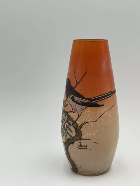 Vase Verre Souffler signé JEM , Ecole Theodore Legras Hauteur 24cm 2