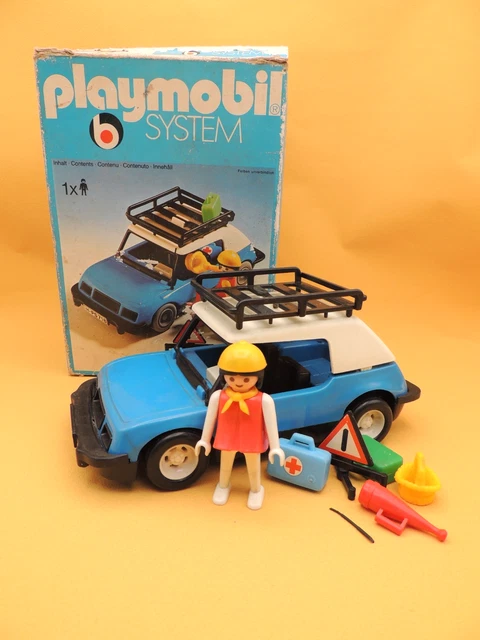 Lot Playmobil Vintage City Life - Voiture Bleue Et Set 3210 De 1977 - Avec Boîte