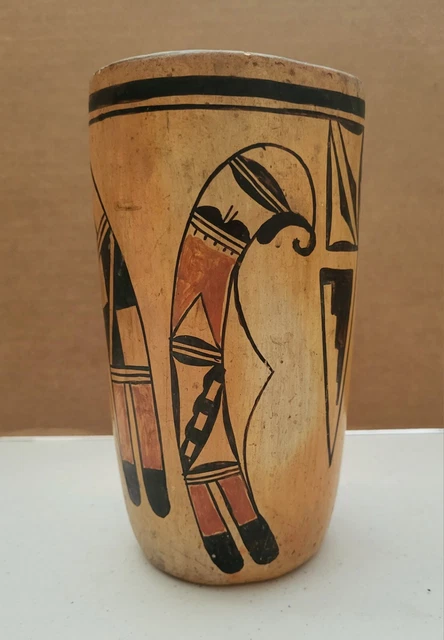 Hopi Polychrome Cylinder Vase, c.1930 Nampeyo family bird design Hopi Polychrome Cylinder Vase, c.1930 Nampeyo family bird design