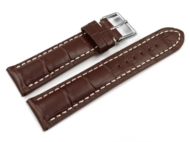 Uhrenband - Leder - stark gepolstert - Kroko - dunkelbraun - 19mm 21mm 23mm