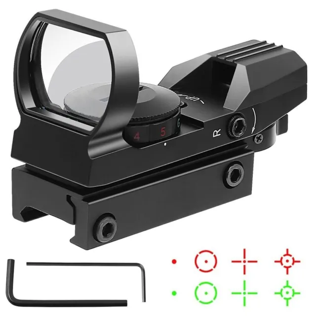 33mm Tactical Red/Green Dot Sight Scope Holographic Reflex 4-Reticle 20mm Rail