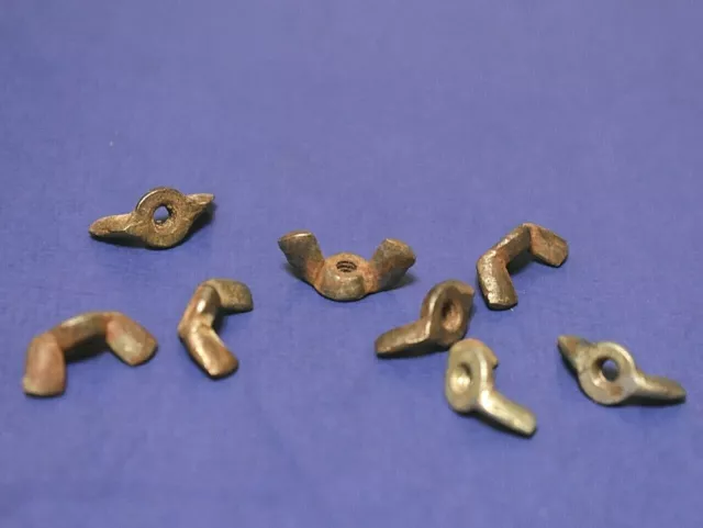 8 Vintage Misc Steel Wing Nuts 6-32 Thread