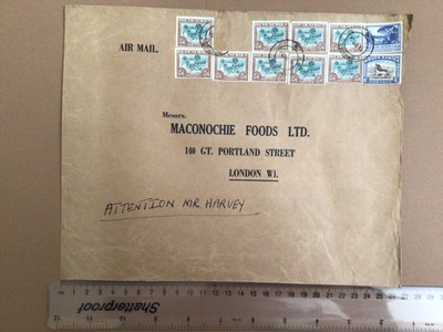 SUD AFRICA GRANDE 26 x 21 CM di 1954 FRANCOBOLLI POSTA AEREA Multi Copertura ref 61861 