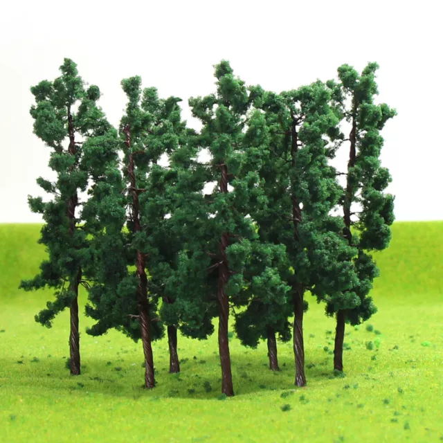 D11040 10pcs Model Trains O Scale 1:50 Deep Green Model Trees 4In Iron Wire