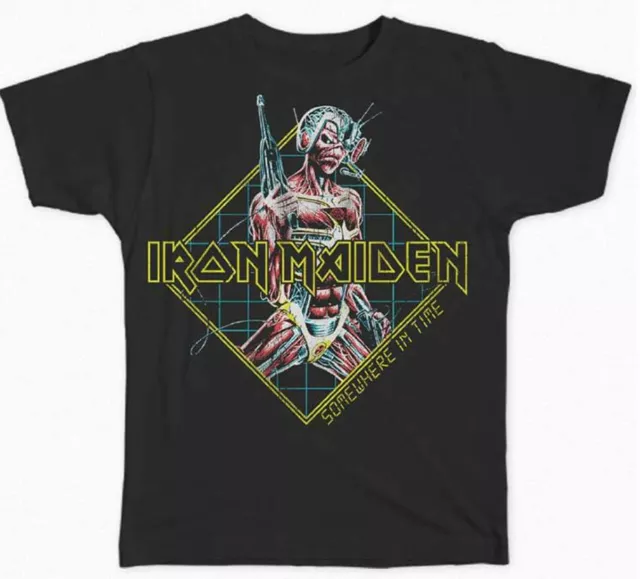 Official Iron Maiden T Shirt Somewhere In Time Diamond Classic Rock Metal Tee