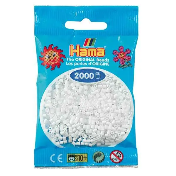 2000 Mini Bügelperlen - Weiß Hama 501-01 Ø 2,5 mm Perlen Steckperlen Beads