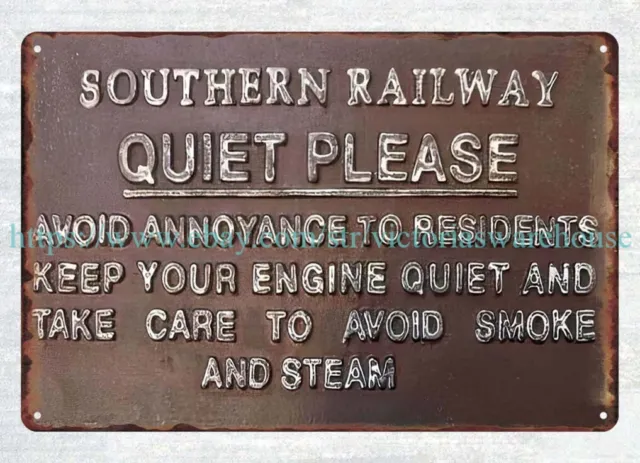 room wall Southern RR railway quiet please railroad train metal tin sign
