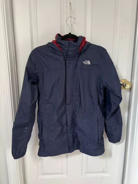 The North Face Boys Youth Blue Hyvent Rain Windbreaker Hooded Jacket Sz XL 16/18