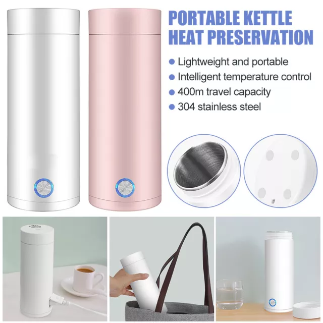 Portable Electric Travel Kettle Fast Water Boil Small Tea Pot Mini Thermos  400ml