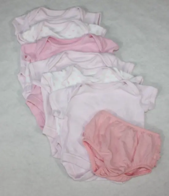 Girls Premature / Early / Tiny Baby Bundle, Bodysuits & Pants, 7 Items