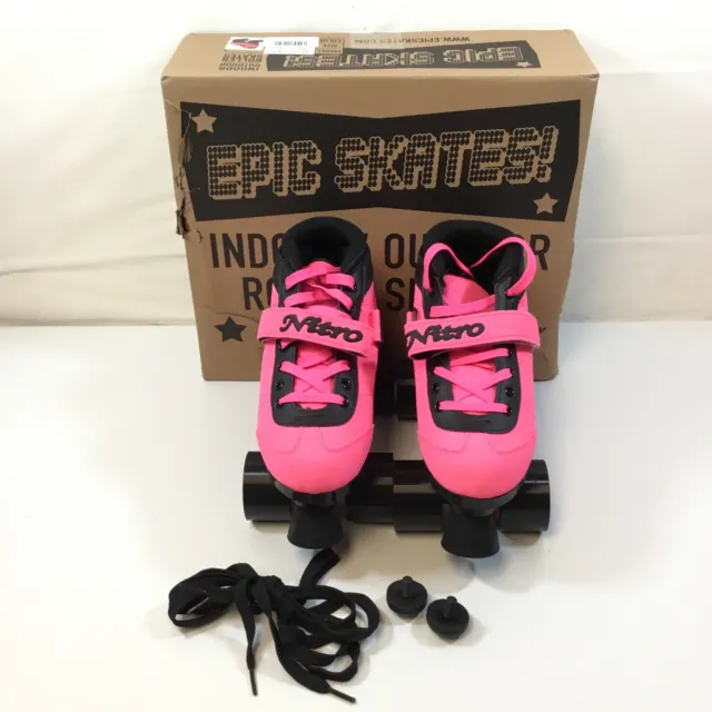 Epic Skates Womens Nitro Turbo Pink Indoor Outdoor Quad Roller Speed Skates Sz 6