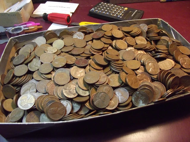 bag of 5000 Lincoln wheat cents, good mix, 1909-1958, probably other things #1