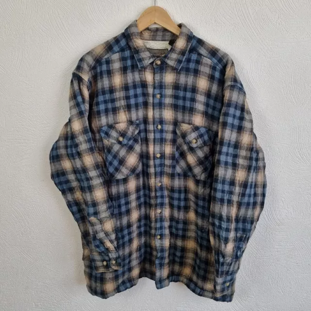 Wrangler Expeditions Flannel Shirt Jacket Mens XL Fleece Lined Padded Shacket