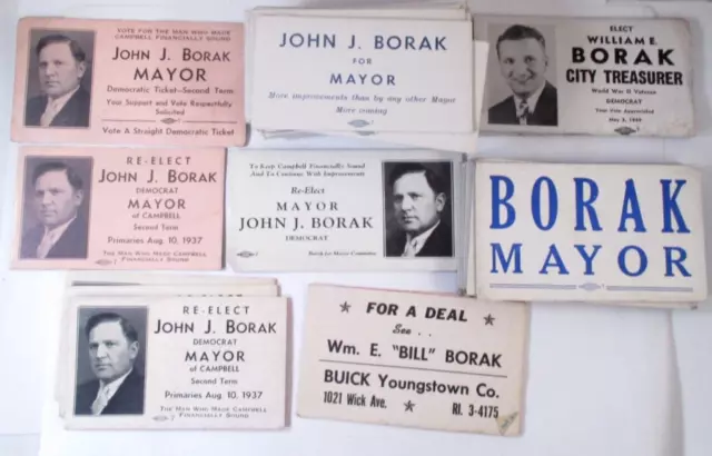 Lot 1937 +John J. Borak Mayor Campbell Oh Political Election Ink Blotter Cards