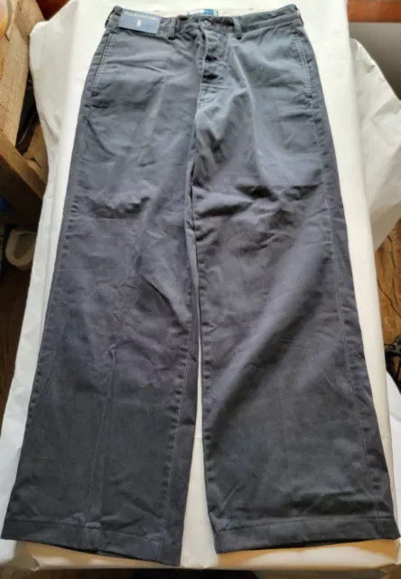 Vintage Polo Ralph Lauren Military Wide Leg Pants 34x34 Navy Blue Cotton Twill