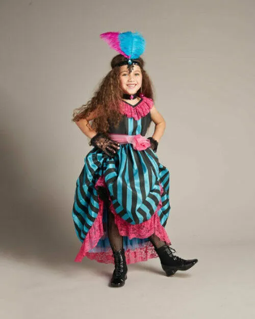 $94 Nwt Girls Chasing Fireflies Can Can Dancer Costume & Headpiece Size 8