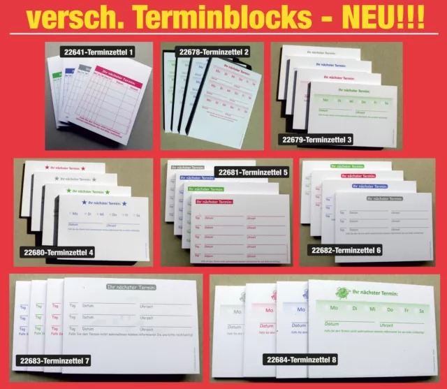 UNIVERSAL Terminblöcke Terminblock  -Terminzettel Praxis Studio Ärzte Frisör-TOP