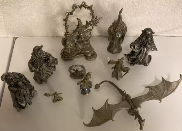 Dragon with Rider Gallo Pewter SPOONTIQUES WIZARD LOT OF 10 + OTHERS CRYSTALS