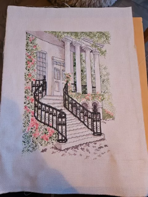 Completed cross stitch picture Of Garden