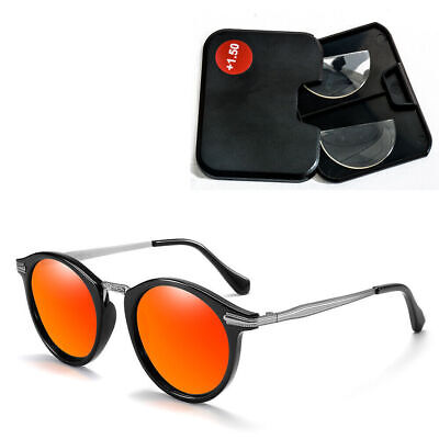 Gafas de sol polarizadas redondas + lentes adhesivas gafas de lectura bifocales J