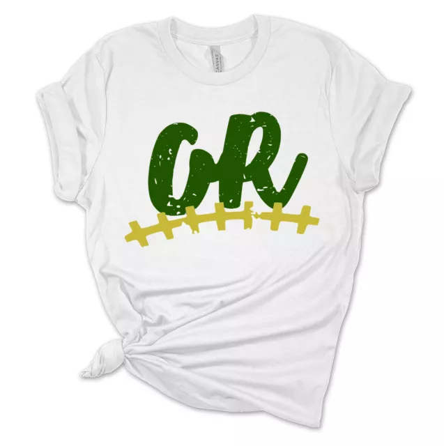 Womens Oregon Football Team Color Green and Yellow Distressed Oregon Short