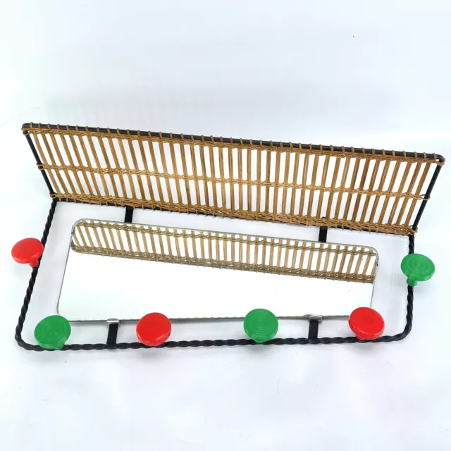 mid-Century Wall Coat Rack with Mirror Vintage Wardrobe 50er Years