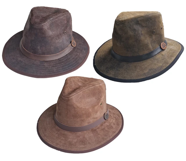 Cappello Pelle Artigianale Cappello Cowboy In Vera Pelle Pamposh Modellabile A Tesa Larga Per Uomo E Donna K 408883 - Foto 3