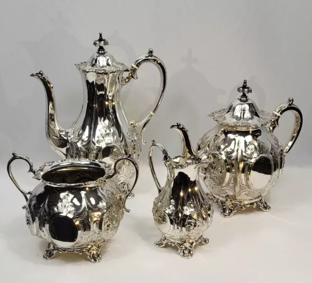 WILLIAM HUTTON Sheffield Victorian style Tea and Coffee set silver - plate 19°c