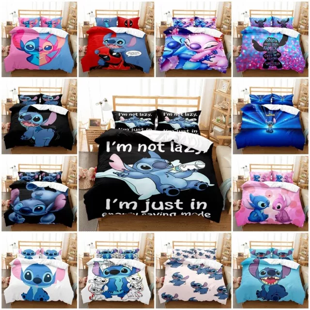 Lilo Stitch Bettwäsche Disney Cartoon Single Quilt Bettbezug Set Kindergeschenk-