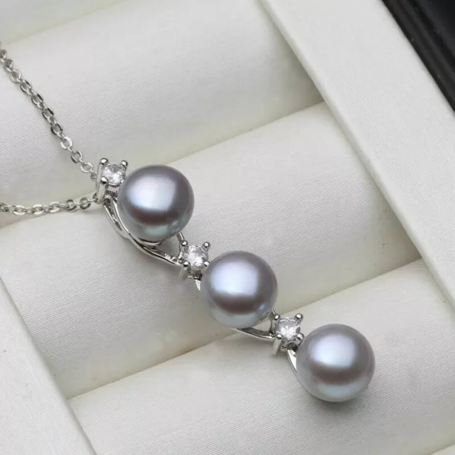 Freshwater Pearl Necklace Pendant 925 Sterling Silver Pendants Gift Jewelry 1Pc 3
