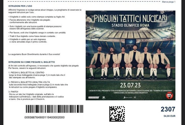 biglietto concerto pinguini tattici nucleari 23/07/ 2023 roma