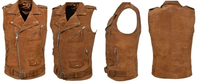 Uomo Camoscio Gilet 100% Vera pelle D'Agnello Slim Moda Festa Indossare Giacca