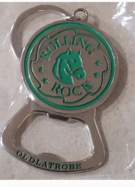 ROLLING ROCK BEER METAL Opener KEY Chain Old Latrobe NEW