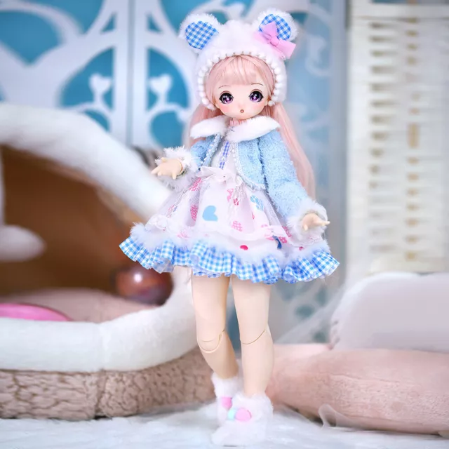 1/4 BJD Toy 16 inch Height Doll Full Set Fashion Clothes Shoes Removeable Wigs