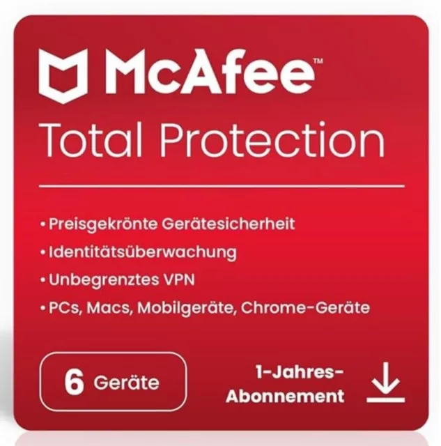 McAfee Total Protection | 6 Geräte | 12 Monate Abonnement | Download Code