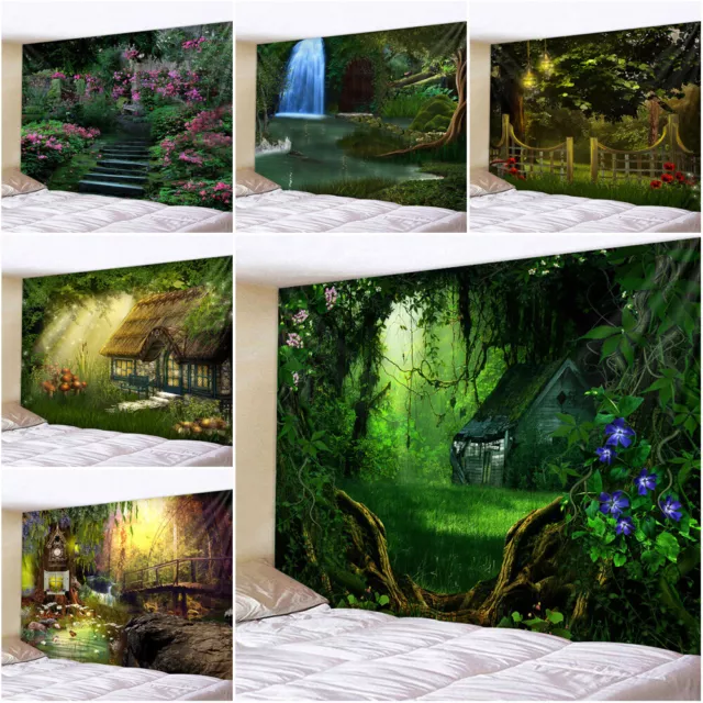 Large Forest Yard 3D Wall Hanging Tapestry Throw Room Blanket Bedspread Backdrop