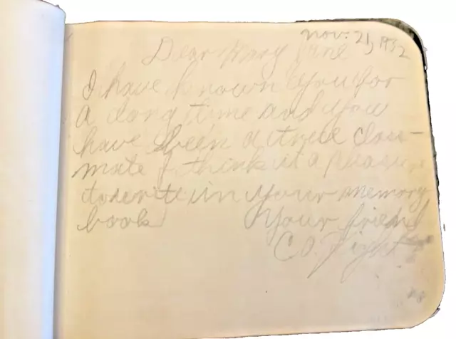 Autograph Book Claude Texas with Names 1930s TX Classmates School 3