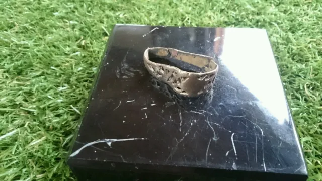 Roman Bronze bent ring professionaly cleaned on outside in showing patina f/m Uk