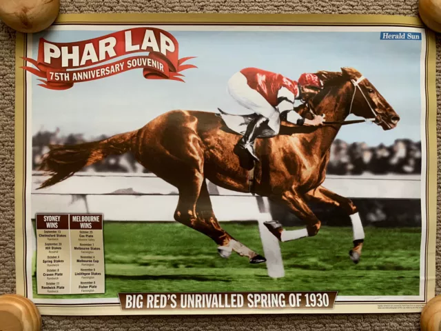 Phar Lap Herald Sun 75Th Anniversary Horse Racing Poster Big Red Melbourne Cup