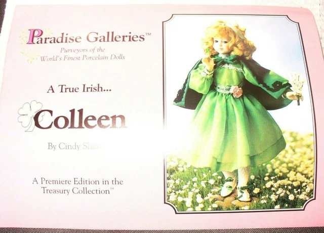 Paradise Galleries Treasury Collection Irish Colleen Porcelain Doll 14”Tall