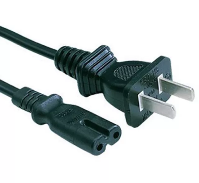 2 Cable Lot Sale: 2 Prong AC Power Cord Cable for All Notebooks HP Dell - 4 Feet