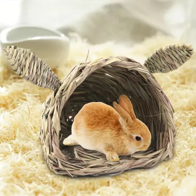 Rabbit Straw Nest Hiding Hut Toy Comfortable Straw Woven Hay Bed Warm Hiding Hut