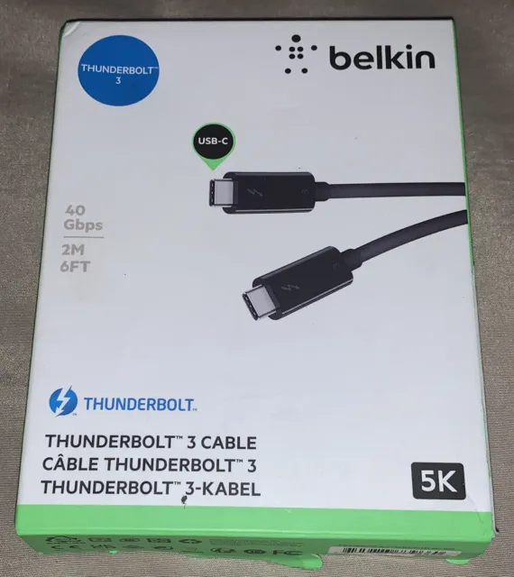 Belkin F2CD085BT2M-BLK Thunderbolt 3 Cable [usb-c To Usb-c] [100w] [6ft/2m]