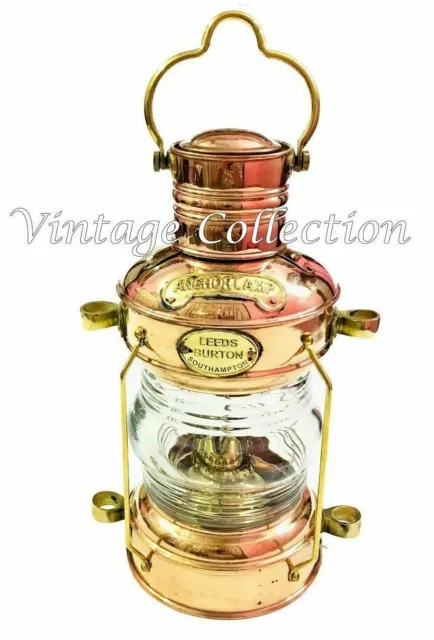 Antik Nautisch Vintage Maritim Schiff Laterne Boot Licht Messing Anker Öl Lampe