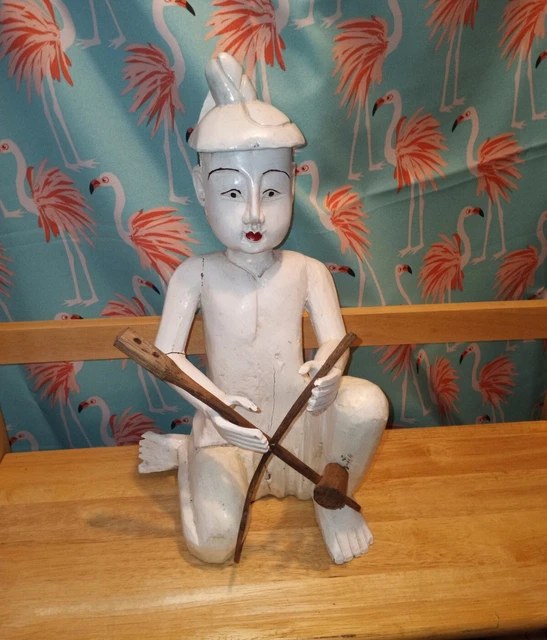Hand Carved Wooden Burmese Statue? Beautiful Heavy